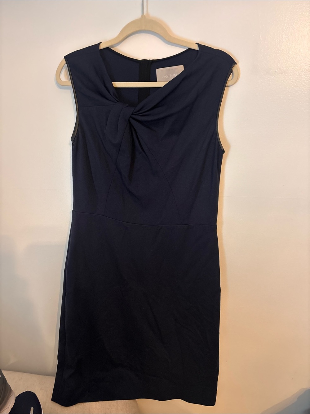 Jason Wu Navy Knot-Front Sleeveless Midi Dress